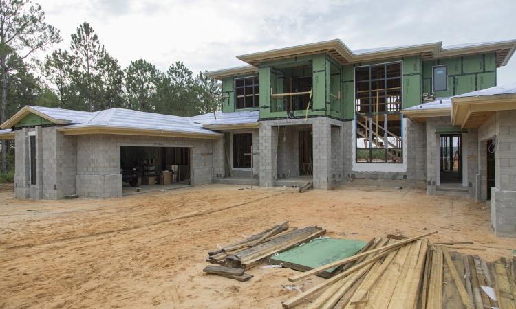 The New American Home 2018 sat windowless in the weeks following Hurricane Irma. Photo courtesy of Jeff Davis Photography.