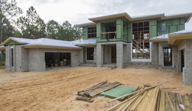 The New American Home 2018 sat windowless in the weeks following Hurricane Irma. Photo courtesy of Jeff Davis Photography.